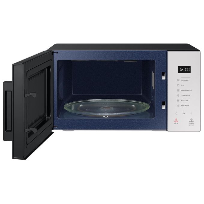 Samsung Grill Bespoke Cottura Sana MG23T5018GE Forno a Microonde con Grill 23 Litri Potenza 800W Sistema TDS Quick defrost Cottura a Vapore Home Dessert Vaporiera Bianco Porcellana-Nero