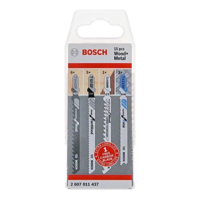 Bosch Set Di Lame Per Seghetto Alternativo 15 Pezzi Legno E Metallo