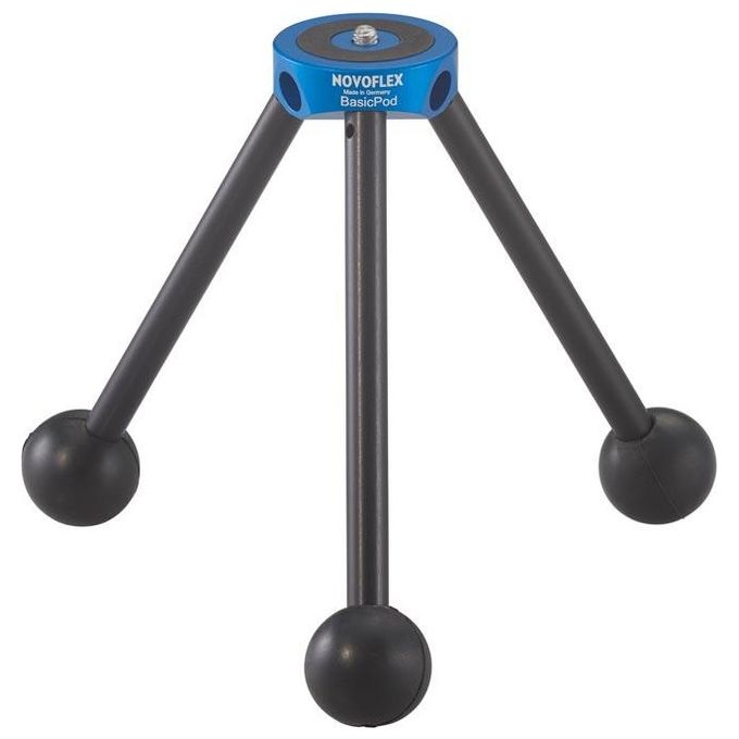 Novoflex BP BasicPod Mini Treppiede Mini da Tavolo 3 Gambe Carico Massimo 15 Kg Altezza Minima 1,6 cm Altezza Massima 14,5 cm Peso 52 g colore Blu
