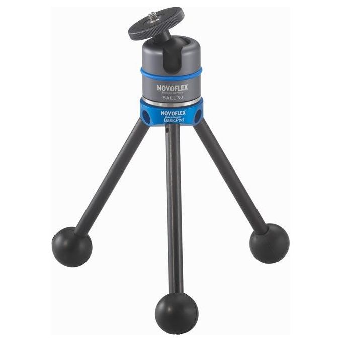 Novoflex BP BasicPod Mini Treppiede Mini da Tavolo 3 Gambe Carico Massimo 15 Kg Altezza Minima 1,6 cm Altezza Massima 14,5 cm Peso 52 g colore Blu