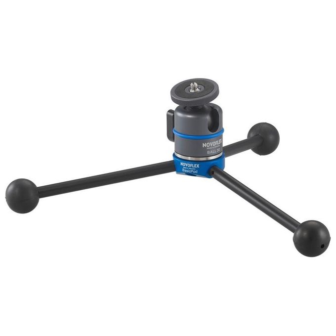 Novoflex BP BasicPod Mini Treppiede Mini da Tavolo 3 Gambe Carico Massimo 15 Kg Altezza Minima 1,6 cm Altezza Massima 14,5 cm Peso 52 g colore Blu