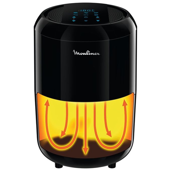 Moulinex EZ3018 Easy Fry Compact Precision Friggitrice ad Aria Elettrica Compatta senza Olio Capacita' 1,6 Litri 6 Funzioni Touch Screen Nero