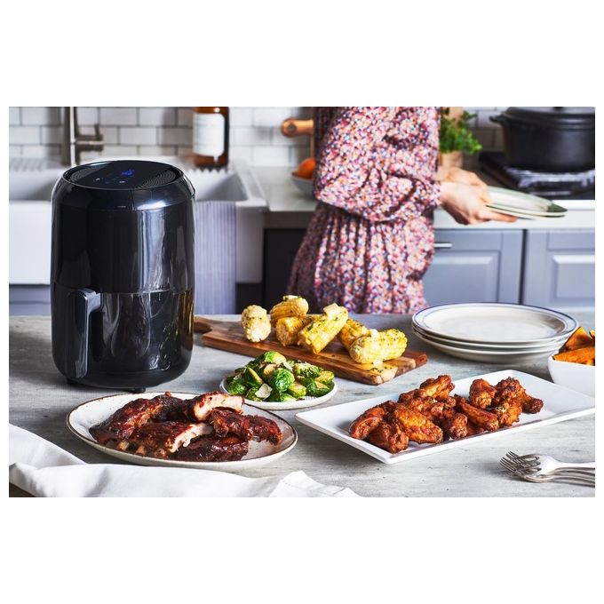 Moulinex EZ3018 Easy Fry Compact Precision Friggitrice ad Aria Elettrica Compatta senza Olio Capacita' 1,6 Litri 6 Funzioni Touch Screen Nero