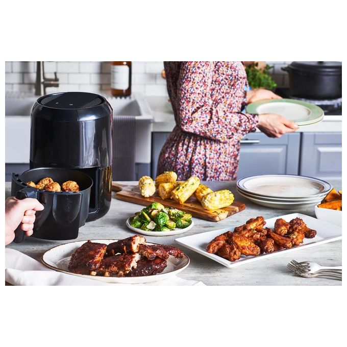 Moulinex EZ3018 Easy Fry Compact Precision Friggitrice ad Aria Elettrica Compatta senza Olio Capacita' 1,6 Litri 6 Funzioni Touch Screen Nero