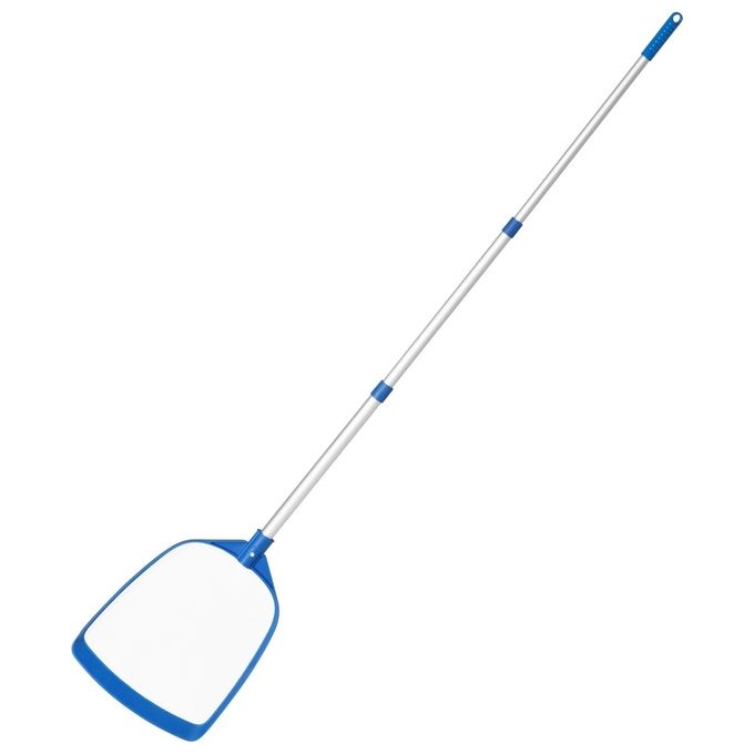 Bestway 58635 AquaScoop Retino per Piscina Piatto Asta Telescopica 163 cm Alluminio 3 Sezioni colore Grigio Blu