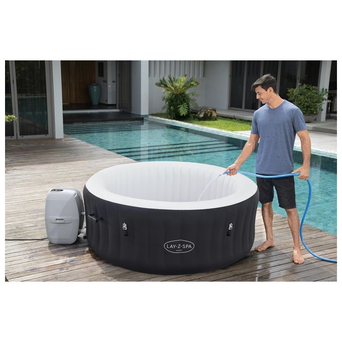 Bestway 60001 Lay-Z-Spa Miami AirJet Piscina Idromassaggio Gonfiabile 180x66 cm 4 Persone 40°C Freeze Shield colore Nero