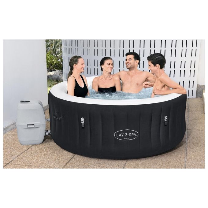 Bestway 60001 Lay-Z-Spa Miami AirJet Piscina Idromassaggio Gonfiabile 180x66 cm 4 Persone 40°C Freeze Shield colore Nero