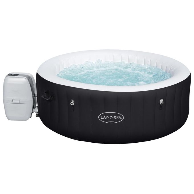Bestway 60001 Lay-Z-Spa Miami AirJet Piscina Idromassaggio Gonfiabile 180x66 cm 4 Persone 40°C Freeze Shield colore Nero