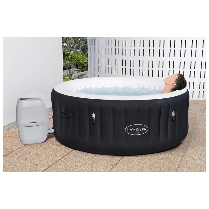 Bestway 60001 Lay-Z-Spa Miami AirJet Piscina Idromassaggio Gonfiabile 180x66 cm 4 Persone 40°C Freeze Shield colore Nero