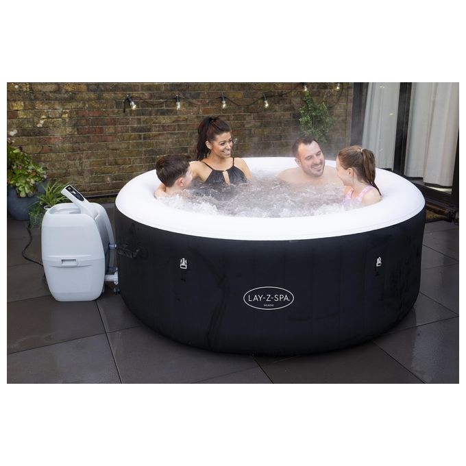 Bestway 60001 Lay-Z-Spa Miami AirJet Piscina Idromassaggio Gonfiabile 180x66 cm 4 Persone 40°C Freeze Shield colore Nero