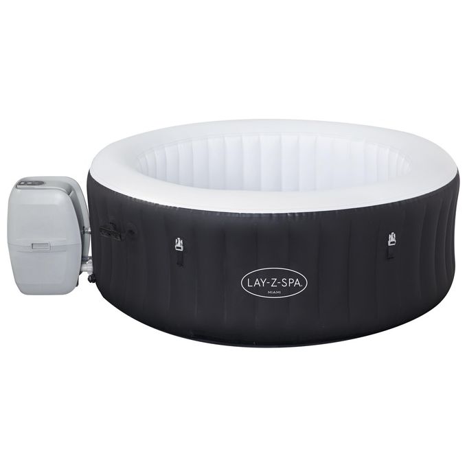 Bestway 60001 Lay-Z-Spa Miami AirJet Piscina Idromassaggio Gonfiabile 180x66 cm 4 Persone 40°C Freeze Shield colore Nero