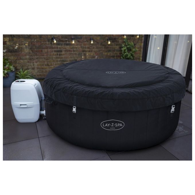 Bestway 60001 Lay-Z-Spa Miami AirJet Piscina Idromassaggio Gonfiabile 180x66 cm 4 Persone 40°C Freeze Shield colore Nero