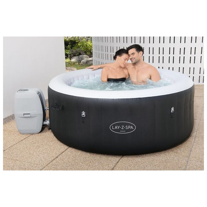 Bestway 60001 Lay-Z-Spa Miami AirJet Piscina Idromassaggio Gonfiabile 180x66 cm 4 Persone 40°C Freeze Shield colore Nero