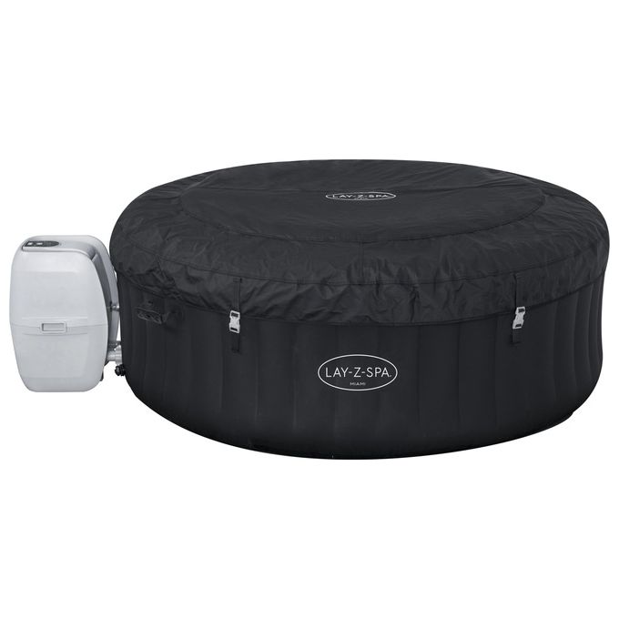 Bestway 60001 Lay-Z-Spa Miami AirJet Piscina Idromassaggio Gonfiabile 180x66 cm 4 Persone 40°C Freeze Shield colore Nero