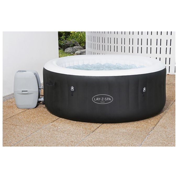 Bestway 60001 Lay-Z-Spa Miami AirJet Piscina Idromassaggio Gonfiabile 180x66 cm 4 Persone 40°C Freeze Shield colore Nero