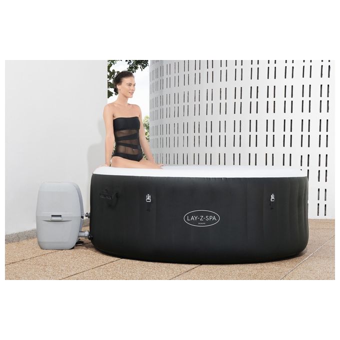Bestway 60001 Lay-Z-Spa Miami AirJet Piscina Idromassaggio Gonfiabile 180x66 cm 4 Persone 40°C Freeze Shield colore Nero