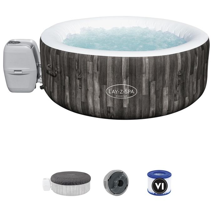Bestway 60005 Lay-Z-Spa Bahamas Idromassaggio Gonfiabile AirJet 120 getti 669 L 40°C per 4 persone 180x66 cm