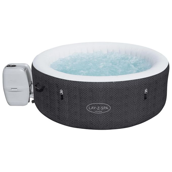 Bestway 60035 Lay-Z-Spa Havana Piscina Idromassaggio Gonfiabile 669 L 4 posti 120 getti AirJet Wi-Fi 40°C colore Grigio Bianco