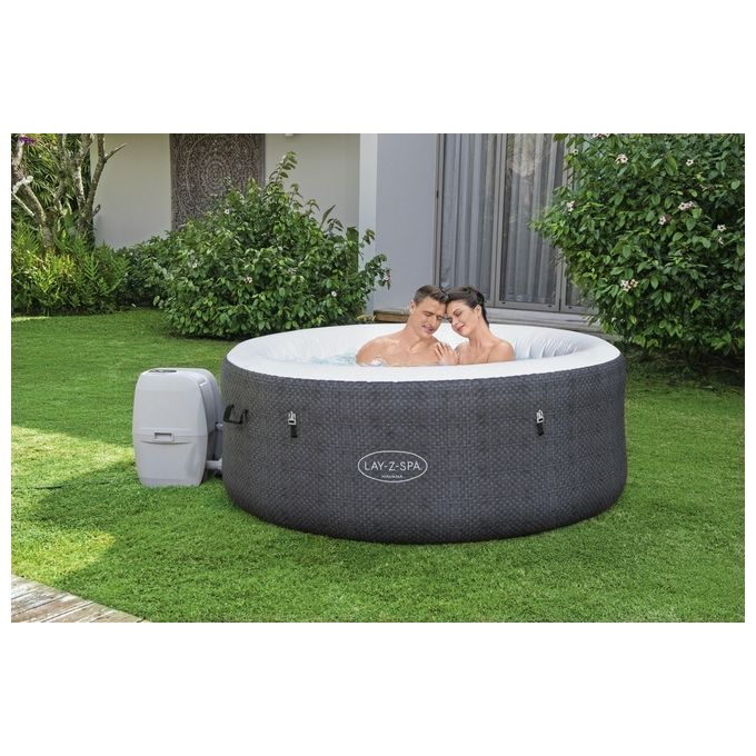 Bestway 60035 Lay-Z-Spa Havana Piscina Idromassaggio Gonfiabile 669 L 4 posti 120 getti AirJet Wi-Fi 40°C colore Grigio Bianco
