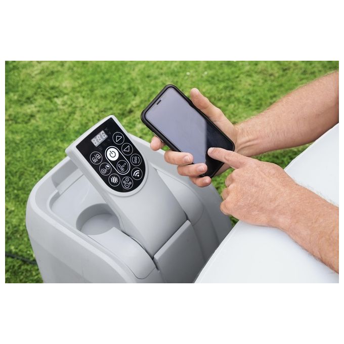 Bestway 60035 Lay-Z-Spa Havana Piscina Idromassaggio Gonfiabile 669 L 4 posti 120 getti AirJet Wi-Fi 40°C colore Grigio Bianco