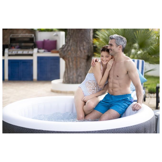 Bestway 60035 Lay-Z-Spa Havana Piscina Idromassaggio Gonfiabile 669 L 4 posti 120 getti AirJet Wi-Fi 40°C colore Grigio Bianco