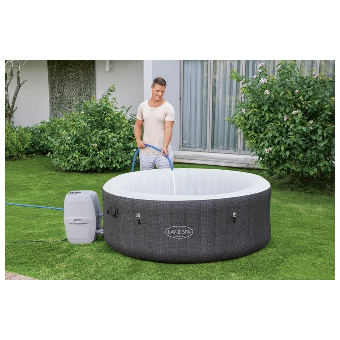 Bestway 60035 Lay-Z-Spa Havana Piscina Idromassaggio Gonfiabile 669 L 4 posti 120 getti AirJet Wi-Fi 40°C colore Grigio Bianco