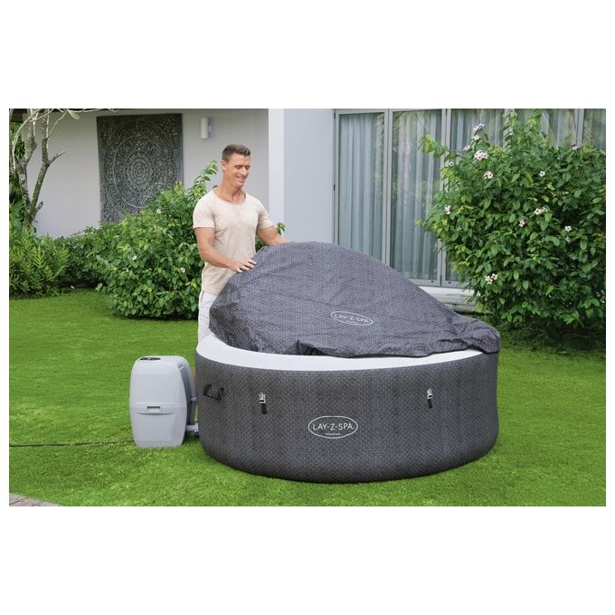 Bestway 60035 Lay-Z-Spa Havana Piscina Idromassaggio Gonfiabile 669 L 4 posti 120 getti AirJet Wi-Fi 40°C colore Grigio Bianco