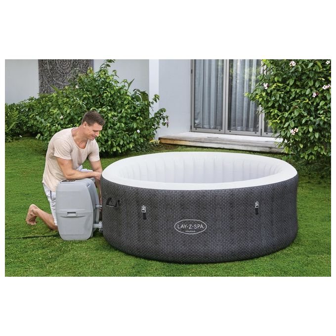 Bestway 60035 Lay-Z-Spa Havana Piscina Idromassaggio Gonfiabile 669 L 4 posti 120 getti AirJet Wi-Fi 40°C colore Grigio Bianco