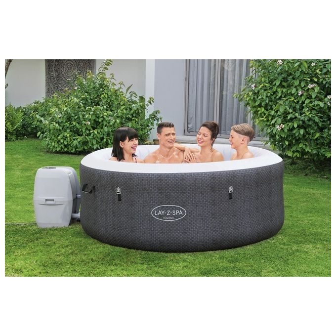 Bestway 60035 Lay-Z-Spa Havana Piscina Idromassaggio Gonfiabile 669 L 4 posti 120 getti AirJet Wi-Fi 40°C colore Grigio Bianco