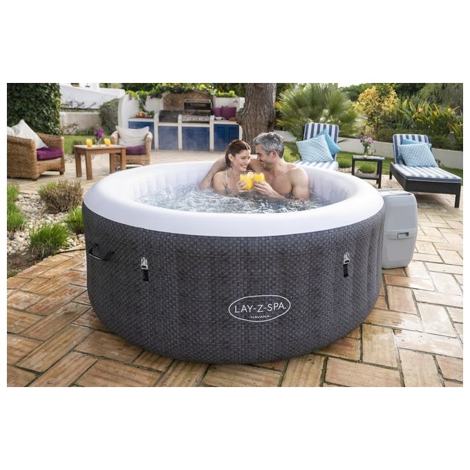Bestway 60035 Lay-Z-Spa Havana Piscina Idromassaggio Gonfiabile 669 L 4 posti 120 getti AirJet Wi-Fi 40°C colore Grigio Bianco