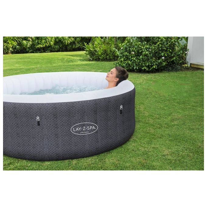Bestway 60035 Lay-Z-Spa Havana Piscina Idromassaggio Gonfiabile 669 L 4 posti 120 getti AirJet Wi-Fi 40°C colore Grigio Bianco