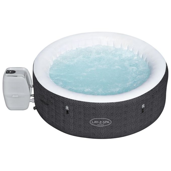 Bestway 60035 Lay-Z-Spa Havana Piscina Idromassaggio Gonfiabile 669 L 4 posti 120 getti AirJet Wi-Fi 40°C colore Grigio Bianco