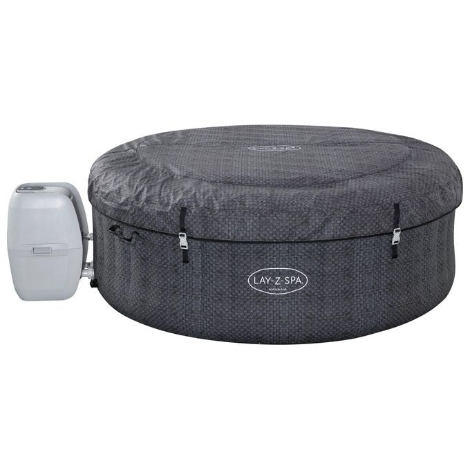 Bestway 60035 Lay-Z-Spa Havana Piscina Idromassaggio Gonfiabile 669 L 4 posti 120 getti AirJet Wi-Fi 40°C colore Grigio Bianco