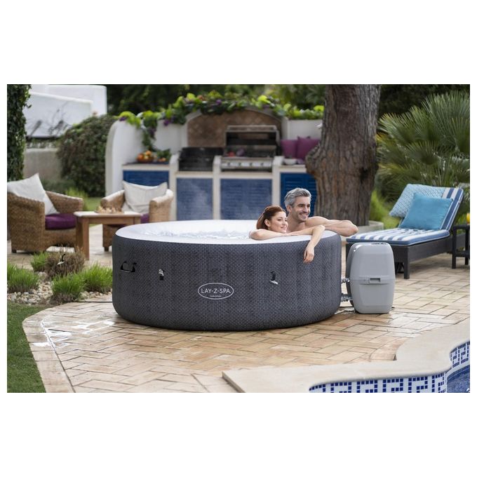 Bestway 60035 Lay-Z-Spa Havana Piscina Idromassaggio Gonfiabile 669 L 4 posti 120 getti AirJet Wi-Fi 40°C colore Grigio Bianco
