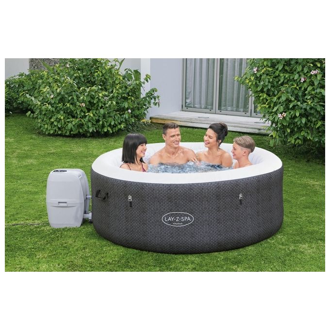 Bestway 60035 Lay-Z-Spa Havana Piscina Idromassaggio Gonfiabile 669 L 4 posti 120 getti AirJet Wi-Fi 40°C colore Grigio Bianco