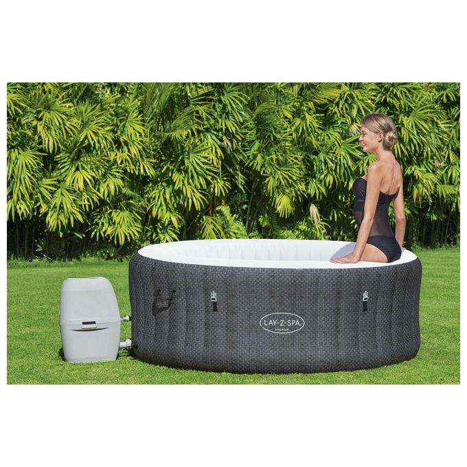 Bestway 60035 Lay-Z-Spa Havana Piscina Idromassaggio Gonfiabile 669 L 4 posti 120 getti AirJet Wi-Fi 40°C colore Grigio Bianco