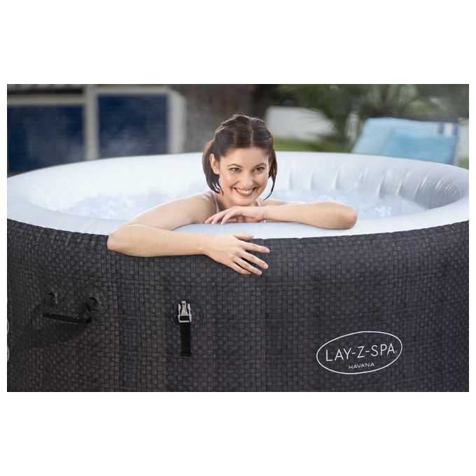 Bestway 60035 Lay-Z-Spa Havana Piscina Idromassaggio Gonfiabile 669 L 4 posti 120 getti AirJet Wi-Fi 40°C colore Grigio Bianco