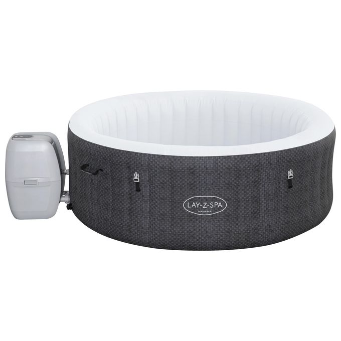 Bestway 60035 Lay-Z-Spa Havana Piscina Idromassaggio Gonfiabile 669 L 4 posti 120 getti AirJet Wi-Fi 40°C colore Grigio Bianco