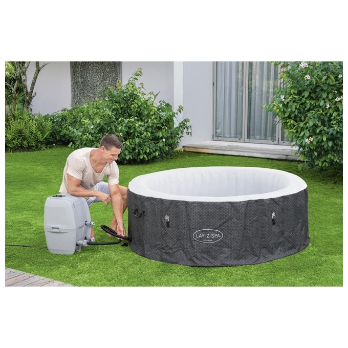 Bestway 60035 Lay-Z-Spa Havana Piscina Idromassaggio Gonfiabile 669 L 4 posti 120 getti AirJet Wi-Fi 40°C colore Grigio Bianco