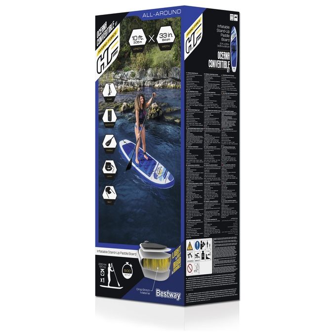 Bestway 65350 Oceana Tavola Stand Up Paddle SUP Gonfiabile 305 cm 120 Kg con Remo Pinna Rimovibile colore Multicolore