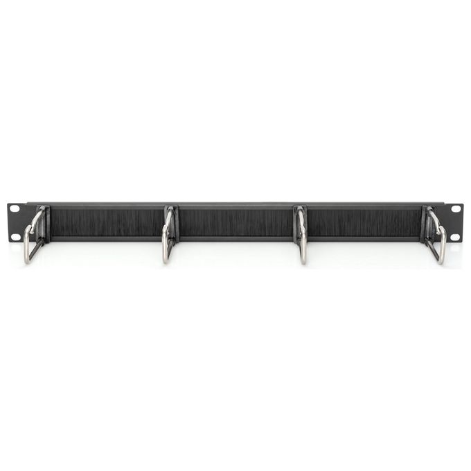 Digitus DN-97669 Pannello di Gestione Cavi Rack 19'' 1U 4 Staffe Acciaio Guarnizione a Spazzola colore Nero