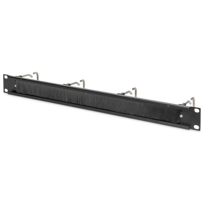 Digitus DN-97669 Pannello di Gestione Cavi Rack 19'' 1U 4 Staffe Acciaio Guarnizione a Spazzola colore Nero