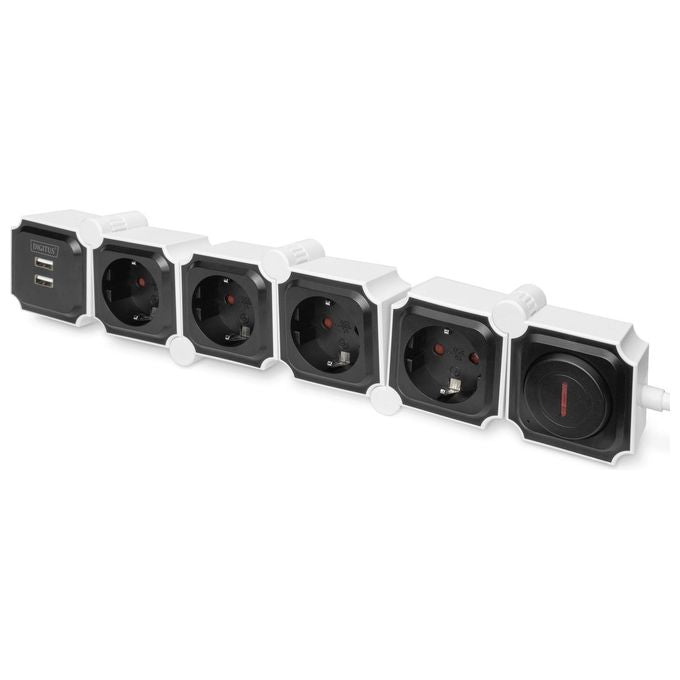 Digitus Presa Multipla Flessibile da 4 con 2 Attacchi Usb e Interruttore