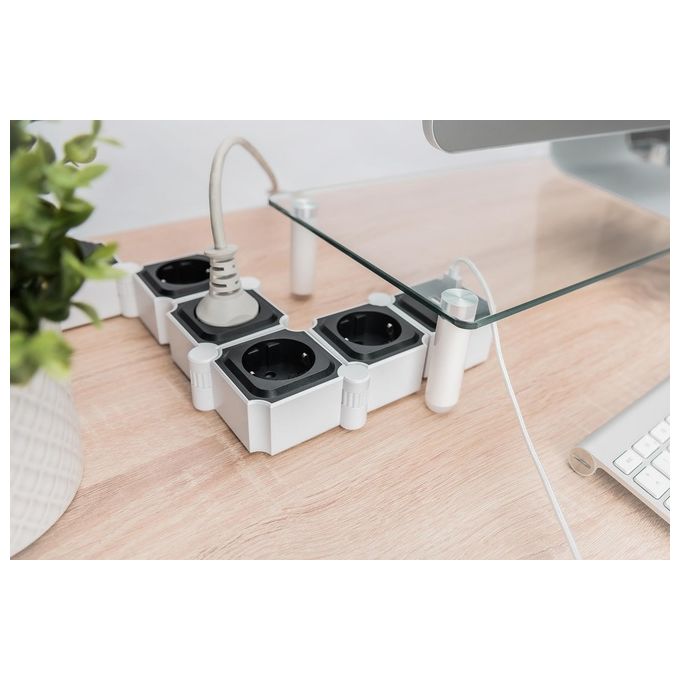 Digitus Presa Multipla Flessibile da 4 con 2 Attacchi Usb e Interruttore