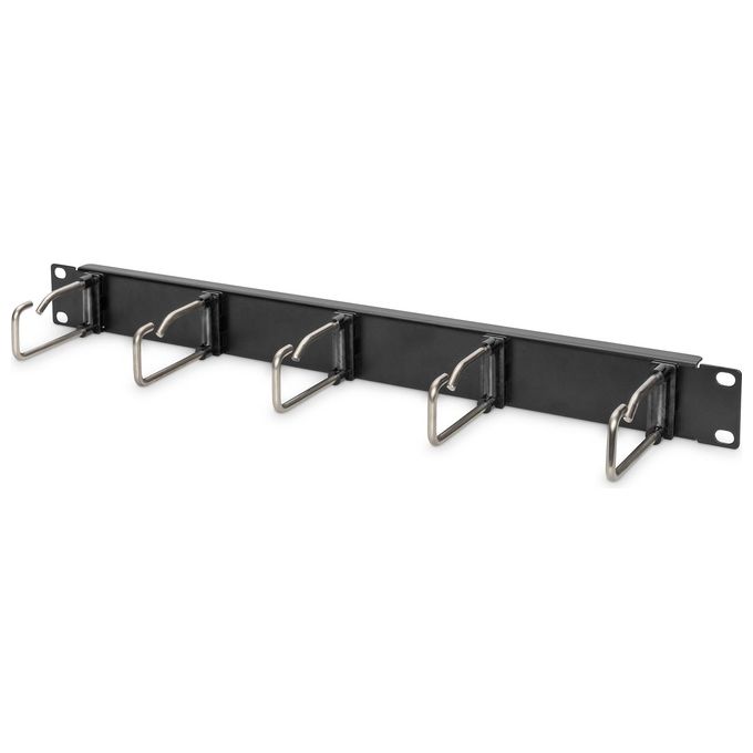 Digitus Pannello di Gestione Cavi 1he 5 Anelli in Acciaio 40x75mm Nero Ral 9005