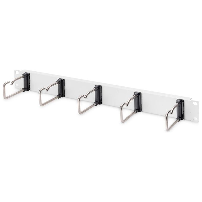 Digitus Pannello di Gestione Cavi 1he 5 Anelli in Acciaio 40x75mm Grigio Ral 7035