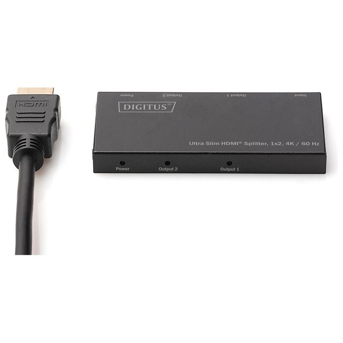 Digitus DS-45322 Splitter HDMI Ultra Slim 1x2 4K 60 Hz HDR HDCP 2.2 18 Gbps colore Nero