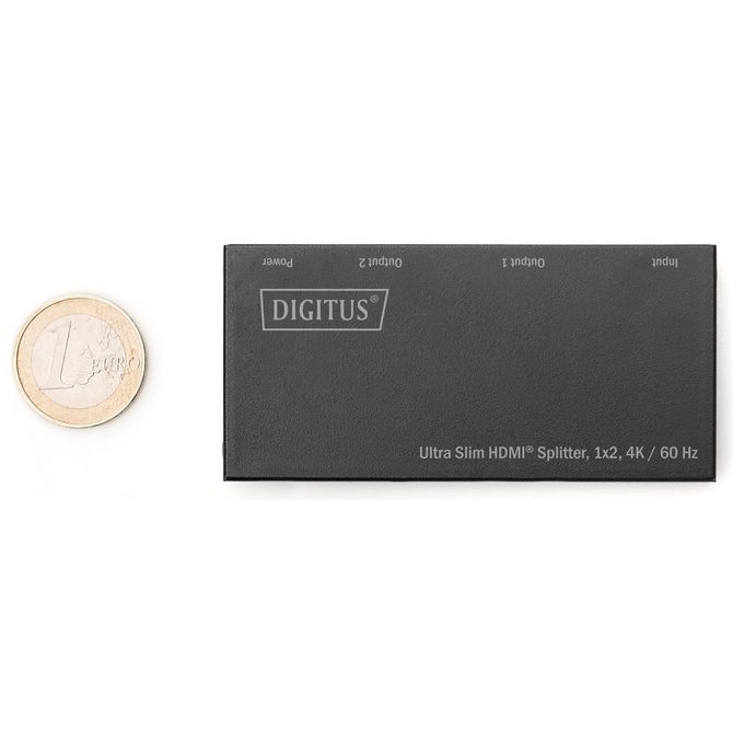 Digitus DS-45322 Splitter HDMI Ultra Slim 1x2 4K 60 Hz HDR HDCP 2.2 18 Gbps colore Nero