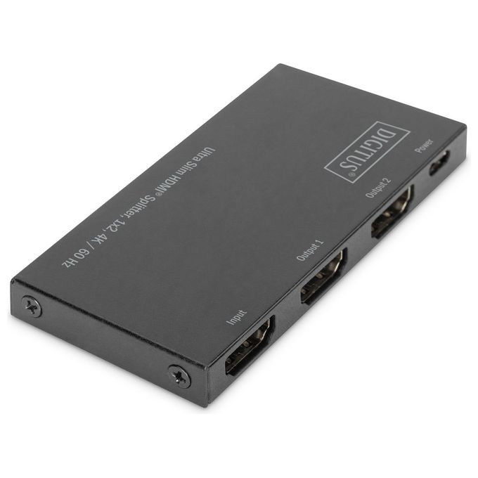 Digitus DS-45322 Splitter HDMI Ultra Slim 1x2 4K 60 Hz HDR HDCP 2.2 18 Gbps colore Nero