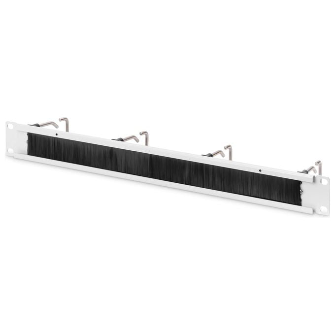 Digitus Pannello di Gestione Cavi 1he con Guarnizione a Spazzola 4 Anelli in Acciaio 40x75mm Grigio Ral 7035